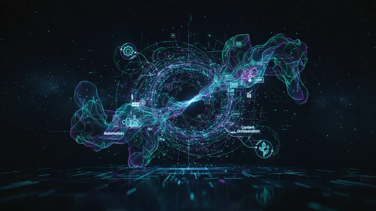 Glowing network of connected AI nodes